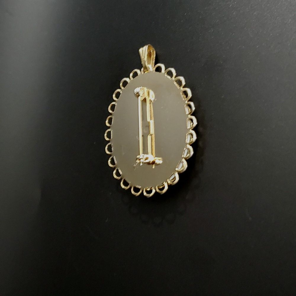 OOAK‎ ANTIQUE HANDPAINTED PORCELAIN PENDANT BROOCH PIN  1.75 x 1.3/8" INCHES - Picture 9 of 9